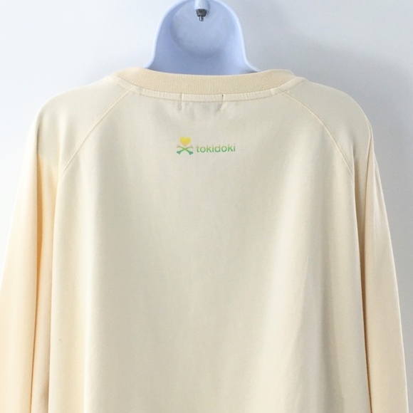 Tokidoki Women Sweatshirt Tokimeki Unicorno Cropped Drawstring Ivory Sz 3XL - Picture 7 of 11